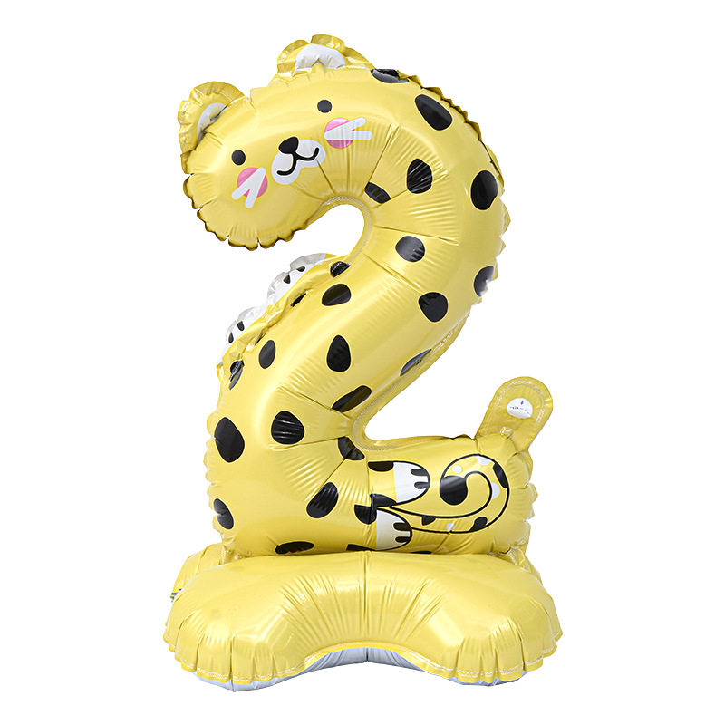 Transfronteriza nueva columna digital de animales de 23 pulgadas globo de aluminio forma de dibujos animados 0-9 decoración de diseño de escena de cumpleaños
