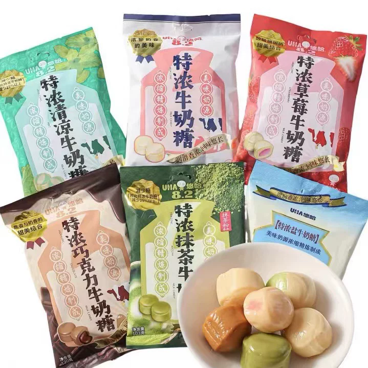 Конфеты с молочным вкусом UHA UHA Rich Milk Candy Bags Matcha Strawberry Flavor Wedding Candy Souvenir Hard Candy Snacks Wholesale