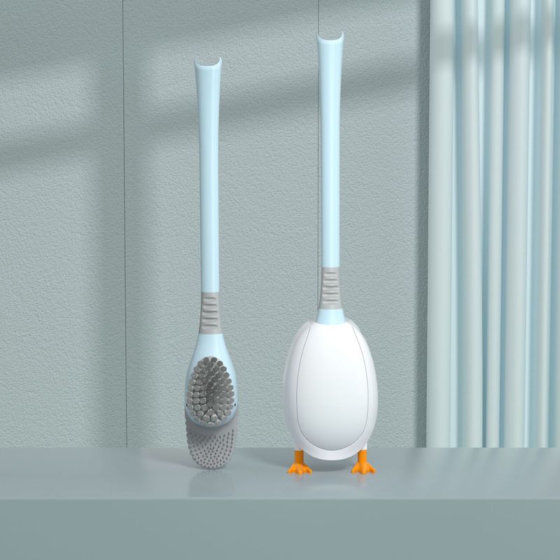 潜水アヒルの便器のブラシに死角がない長い柄の柔らかい毛のトイレのブラシは壁を掛けて床に落ちて清潔にブラシをかけます。|undefined