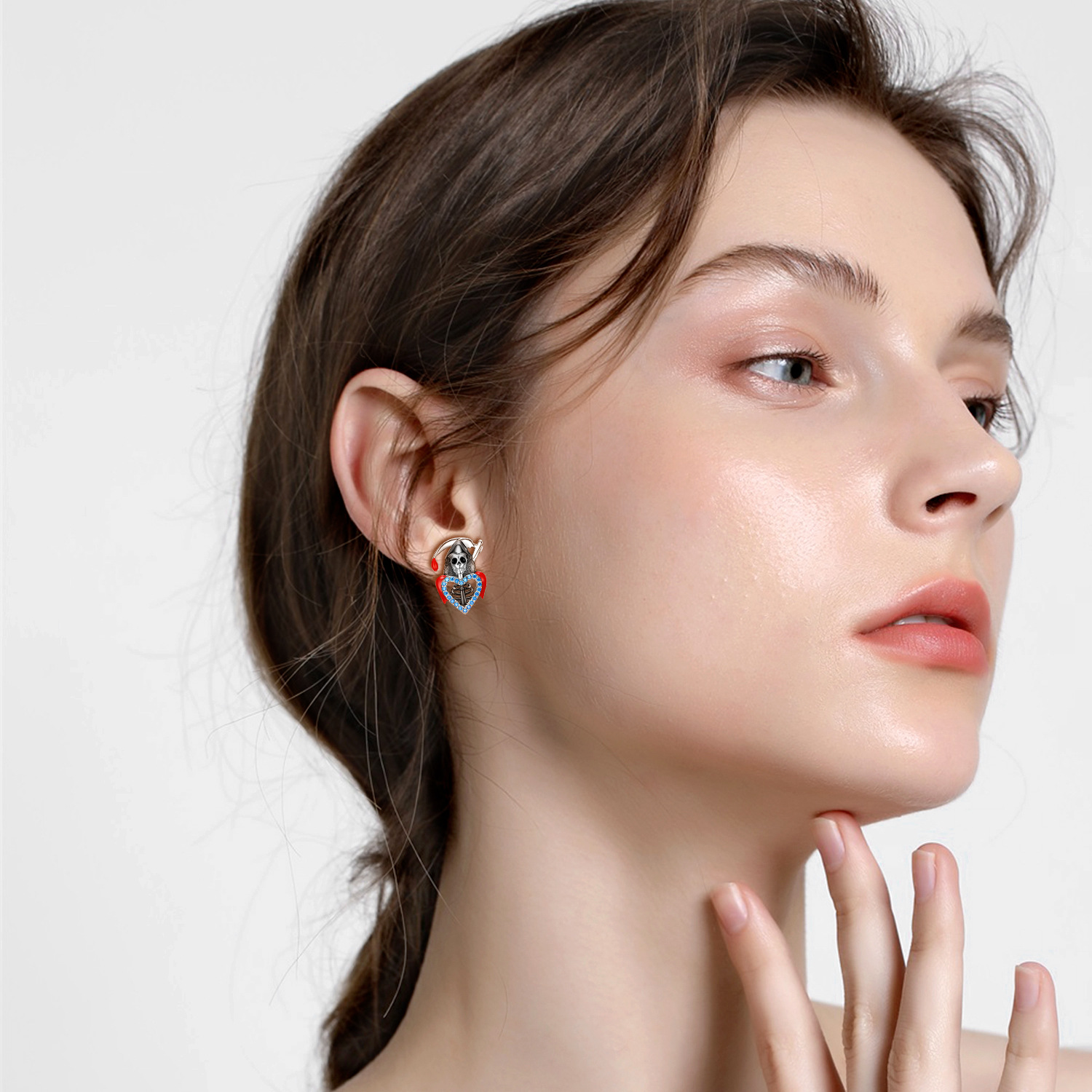 Title 2, S925 Naušnice od sterling srebra sa lobanjom i ...