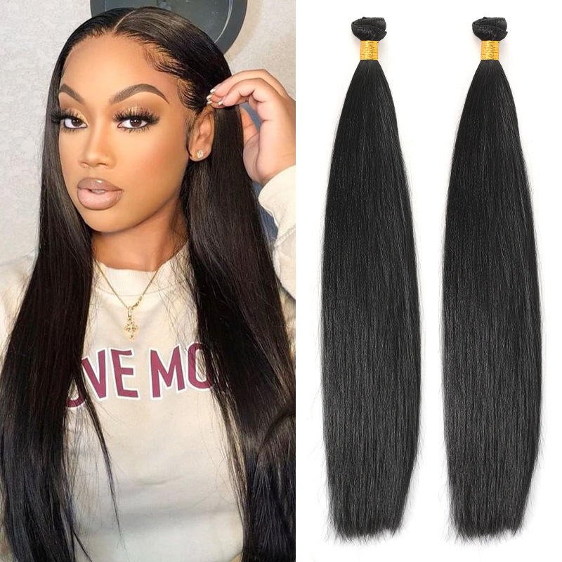 Xuchang supply manufacturers wholesale European and American wig female YAKI STRAIGHT chemical fiber straight hair extension replacement hair curtain
