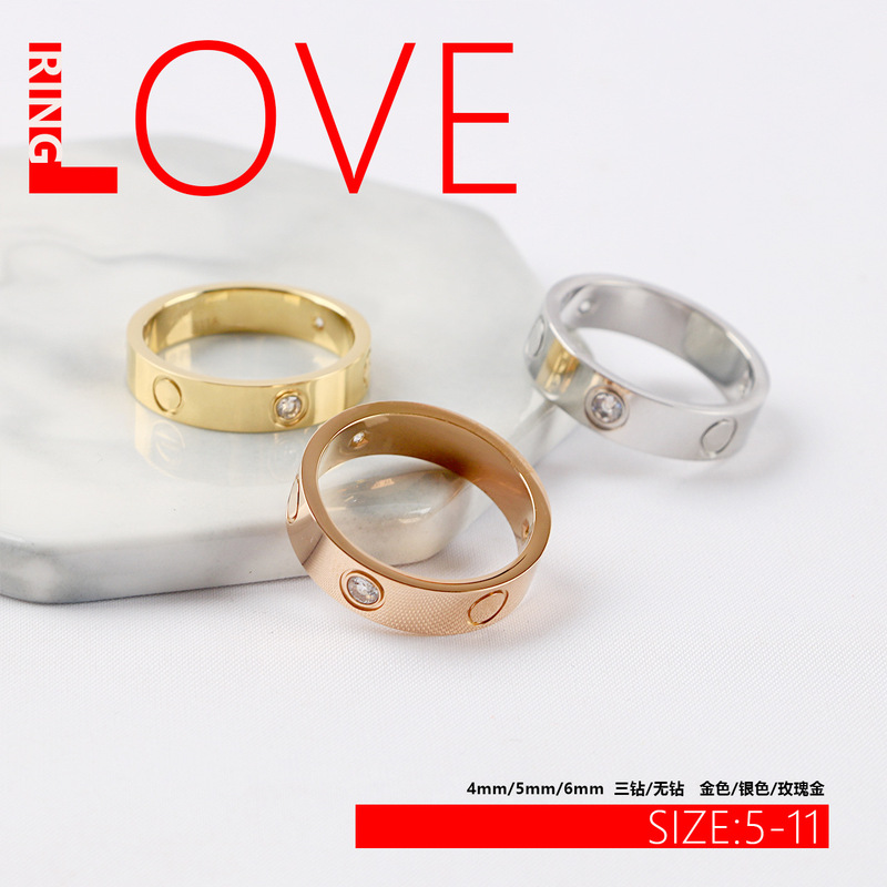 Cross-Border Trendy Brand Kajia Ring Love Titanium Steel Ring Classic Diamond 18K Gold Ring Factory Supply
