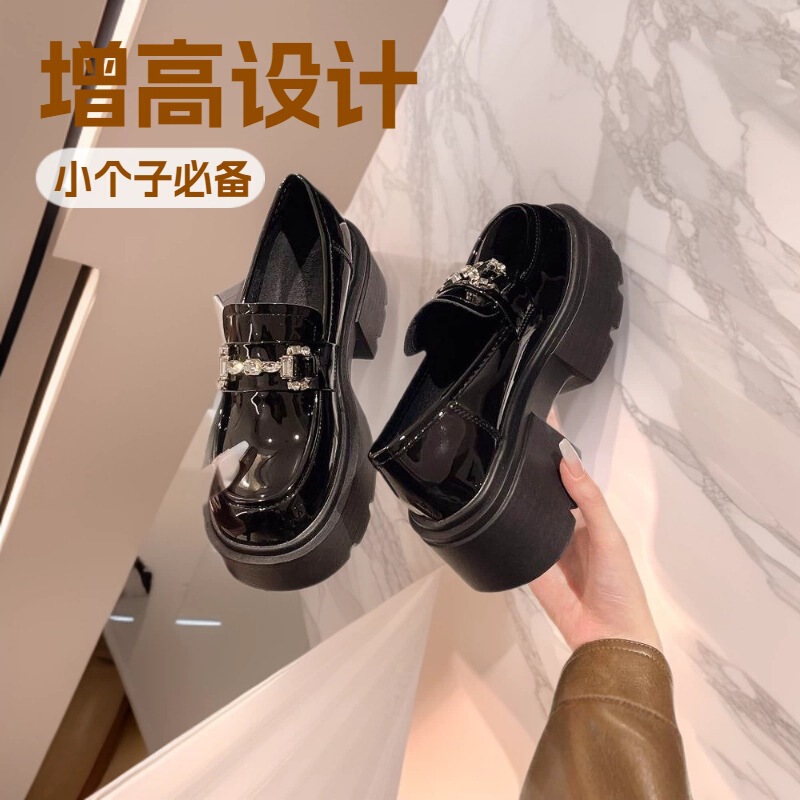 2026 Spring and Autumn 7cm Thick-Soled Height-Increasing Leather Shoes for Women, New Style for Petite Women, Platform Shoes, British Style Loafers 2026 Spring and Autumn 7cm Thick-Soled Height-Increasing Leather Shoes for Women, New Style for Petite Women, Platform Shoes, British Style Loafers