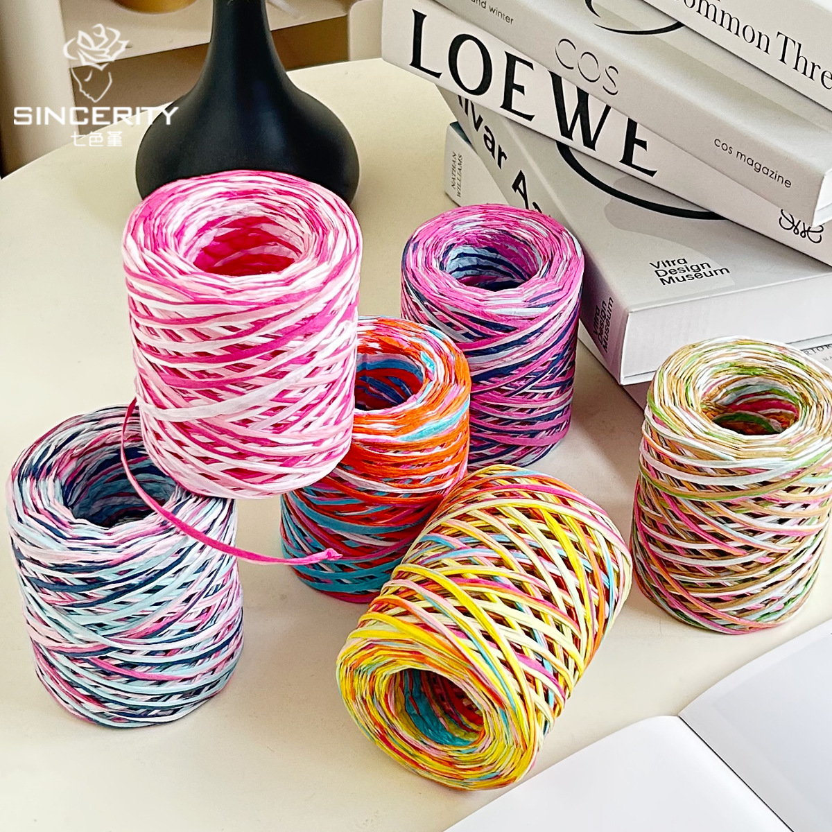 Color de cordier de siete colores envasado de hierba de color Laffei envasado de flores diy bolsas hechas a mano con material de floristería envasado cuerda de flores