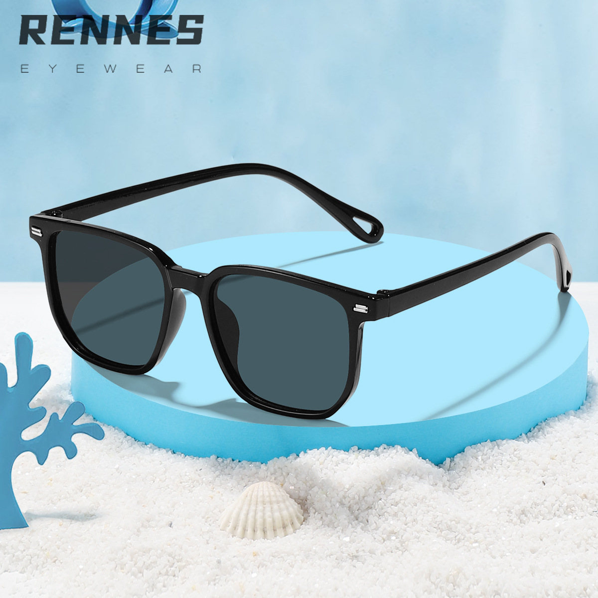 Los nuevos niños al por mayor estilo coreano cuadrado contraste color moda todo partido al aire libre UV a prueba de gafas de sol UV400