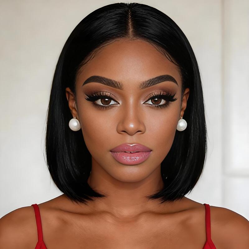 Short Straight Hair Wig for Women with No Bangs, Bob Style, Shoulder-Length, European and American Cross-Border Foreign Trade Wholesale Synthetic Hair Short Straight Hair Wig for Women with No Bangs, Bob Style, Shoulder-Length, European and American Cross-Border Foreign Trade Wholesale Synthetic Hair