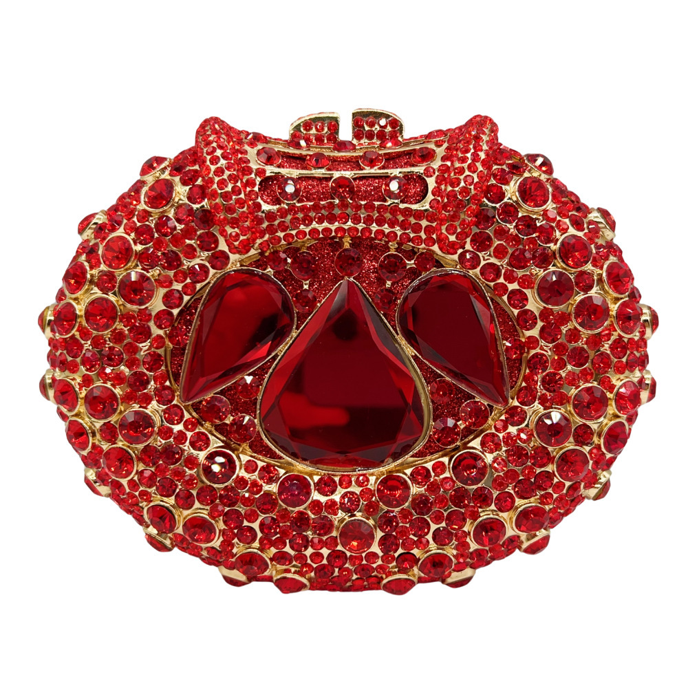 Clutch cross-border diamond banquete bolsa hueco caja dura bolsa de diamantes vestido de banquete bolsa de mano bolsa de mujer cadena bolsa roja