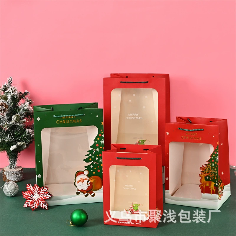 Новый прозрачный рождественский подарочный пакет Сочельник Apple прозрачное окно портативный подарочный пакет конфеты пакет