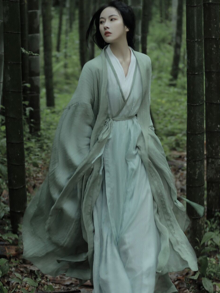 魏晋风汉服女款成人夏季战国袍直裾清冷飘逸2024新款古风古装广袖-阿里巴巴