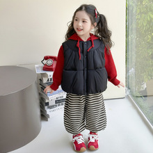 女童棉服马甲秋冬季新款保暖女小儿童洋气可爱卫衣休闲小香风套装