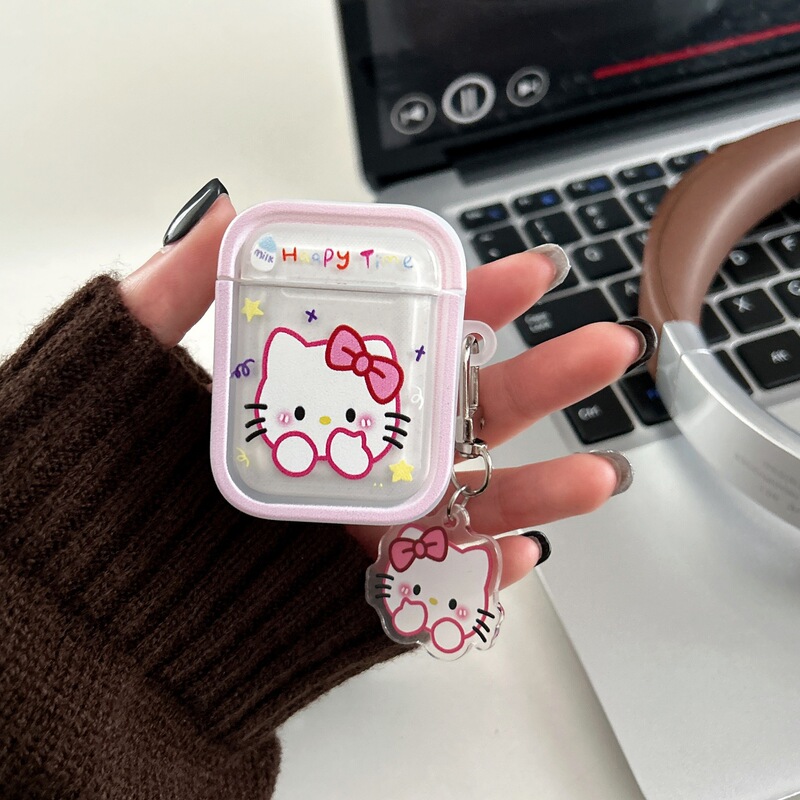 Cute Apple Cat Couple Suitable for Airpods4 Protective Case New Ipod Apple Headphone Case 1/2 Generation No