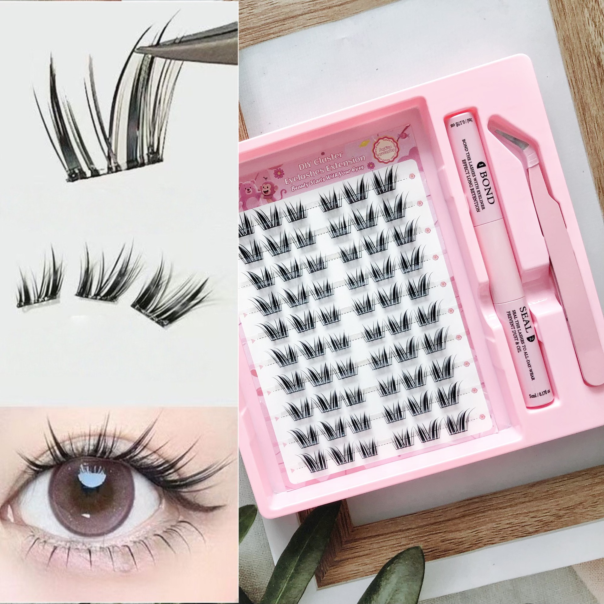 Pegamento de pestañas falsas transfronterizas conjunto de pestañas princesa de gran capacidad fresca atmósfera de oro natural dulce caricatura