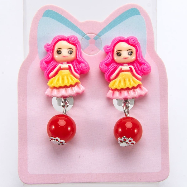 Red small princess costume, ear clips, 1 pair