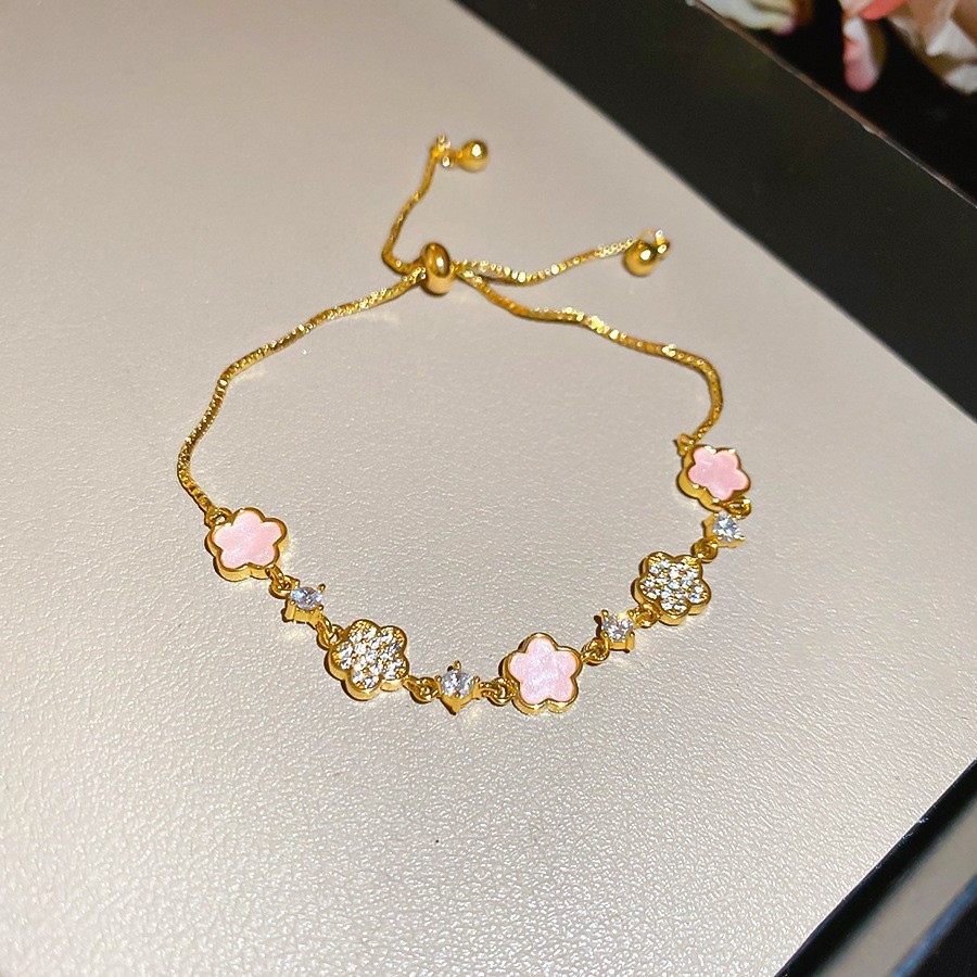 Golden fuchsia bracelet, flowered