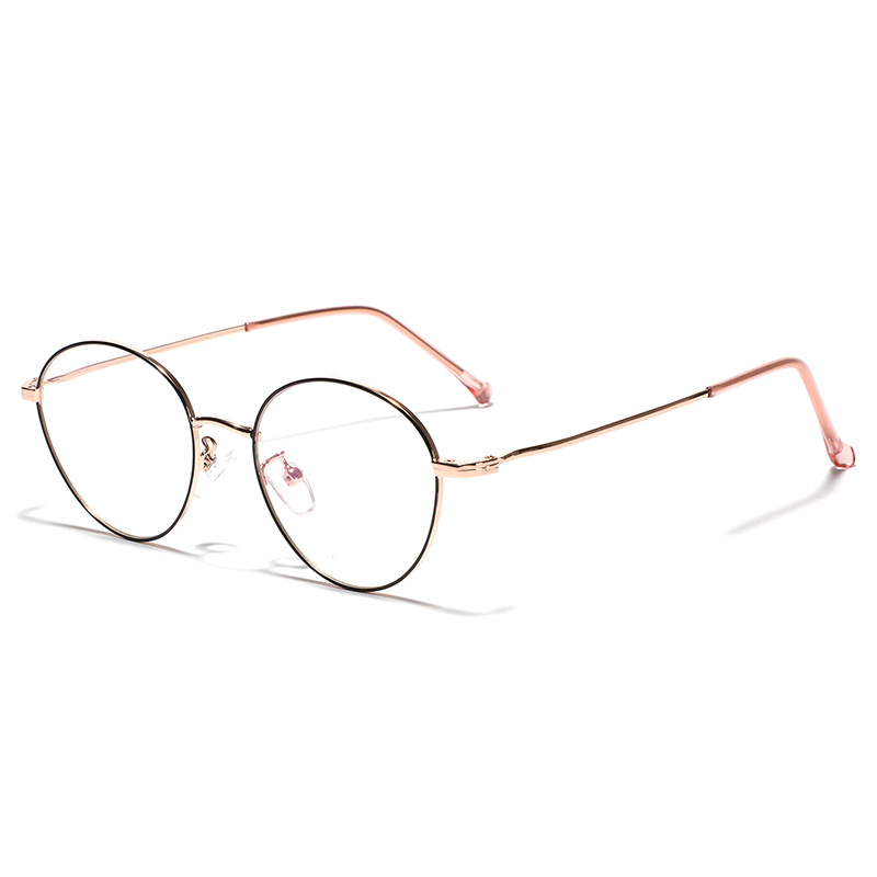 迅格眼镜复古文艺细框金属平光镜女 学院风韩版百搭圆框架眼镜男