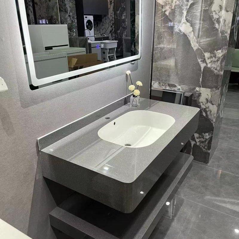 Todo el cuerpo de la placa de roca arco sin costura lavabo lavabo gabinete de baño hotel ingeniería de decoración del hogar redondeado diseño de esquina residencial