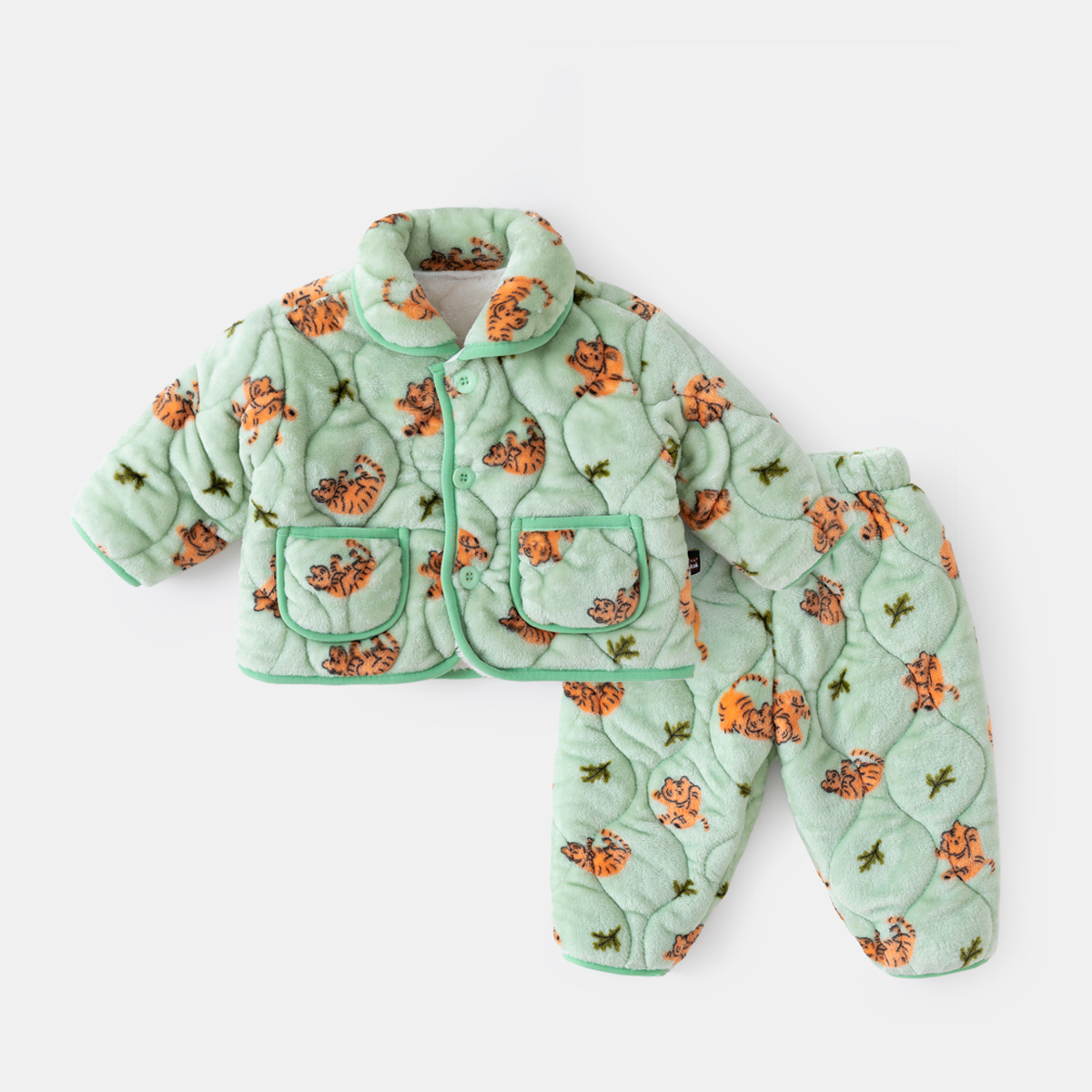 Ropa para el hogar de los niños ropa de invierno de dos piezas para niños Pijamas Pijama pantalones forrados de lana para Niñas Ropa cálida de algodón acolchado ropa de invierno