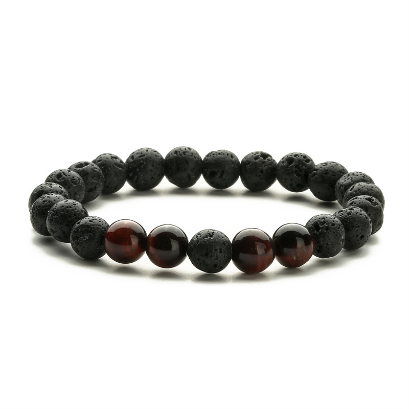 Amazon popular 8mm Ojo de Tigre piedra volcánica pulsera energía lava piedra pulsera al por mayor