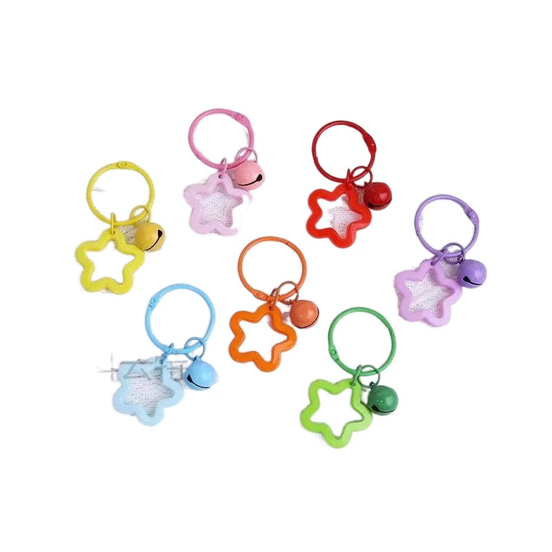 Acrylic Star Keychain with Bell, Handmade Backpack Charm, Assorted Colors, Small
