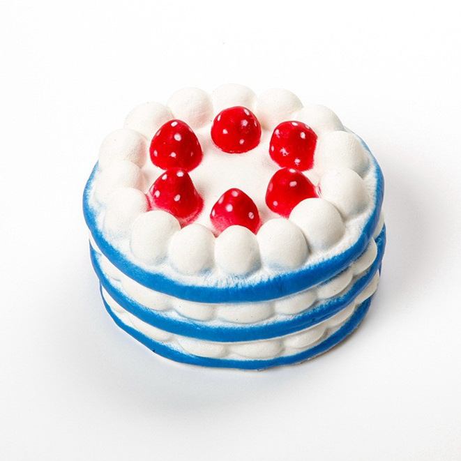 Squishy alimento simulado crema pastel de fresa comer jugar DIY húmedo suave rebote lento niños juguetes caseros pequeños