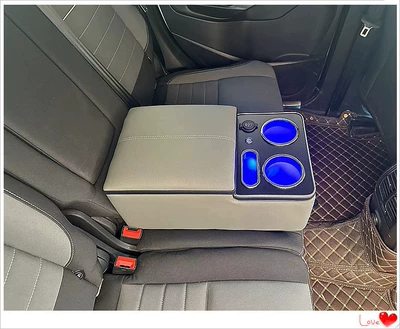 Armrest box | Armrest, Second Row Middle - universal-type-upgraded-version-gray-with-usb-charging-atmosphere-light