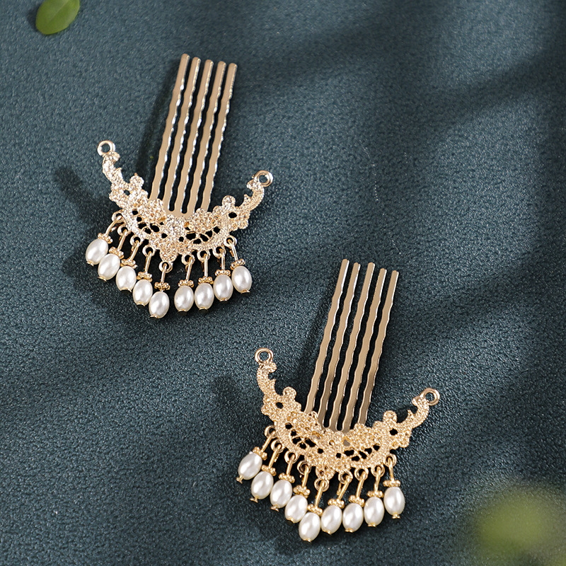 Hanfu hair accessories with tassels, Ming Dynasty style hairpins, ancient-style pearl hair combs, Tang Dynasty style ancient costume hairpins, versatile daily Ruqun accessories