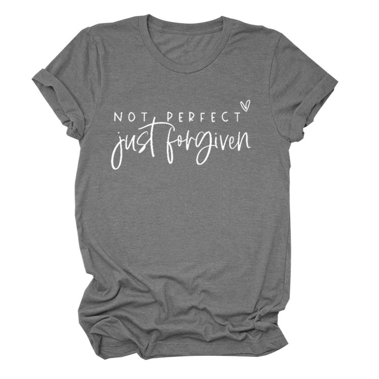 No es perfecto sólo perdonado estación independiente Comercio exterior moda casual carta suelta Camiseta de manga corta Mujer