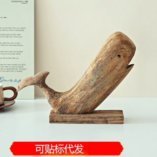 Hand-carved Ocean Overlord Creative Big Whale Wooden Fish Travel Creative Cute Animal Giant Toothed Whale Wooden Ornaments