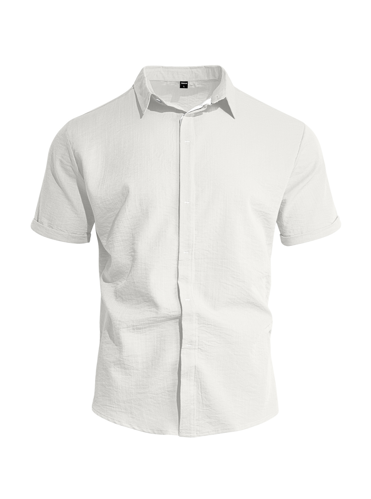 Transfronterizo Europa y América Amazon verano hombre botón de color sólido camisa casual de manga corta de tendencia de vacaciones de playa camiseta hombre