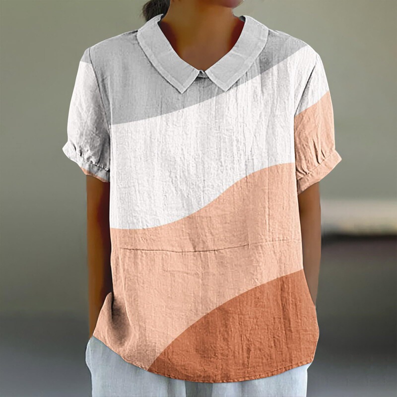 Cross-Border Women's Fashion T-Shirt, New Summer Short-Sleeve Patchwork Shirt, Vintage Shirt, Cute Factory Direct Sale