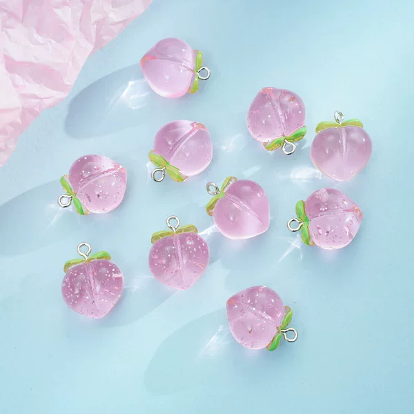 Japanese sweet simulation semi-three-dimensional peach fruit pendant hand-made diy accessories 21x17mm