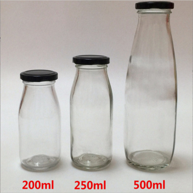 250ml铁盖玻璃酸奶瓶 丝口铁盖密封果汁瓶 饮料瓶  鲜奶瓶 牛奶瓶