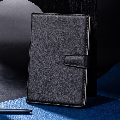 Deli 3301 leather-bound notebook thickened notepad business black leather-bound notebook work meeting minutes