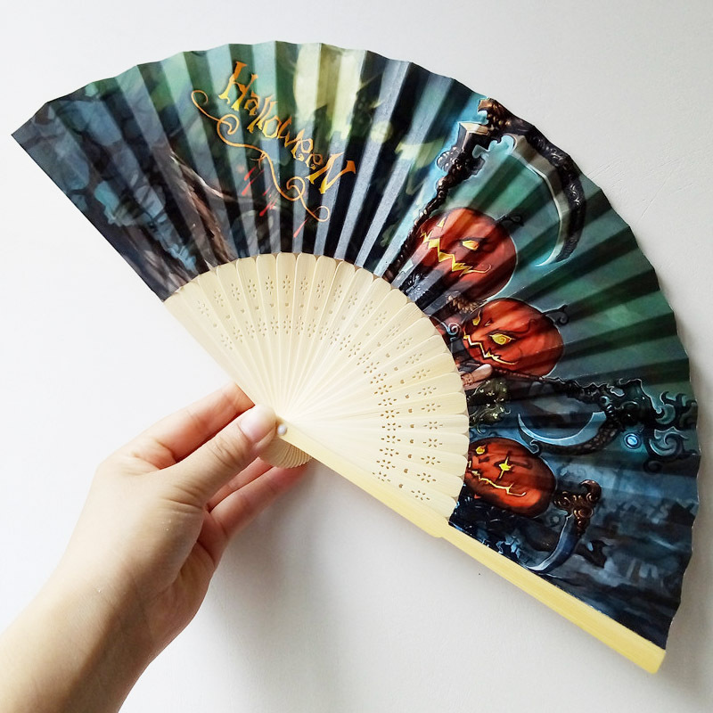 Decoración de Halloween Fan de papel calabaza elementos esqueleto Fan de papel Fantasma Halloween accesorios Fan para imprimir