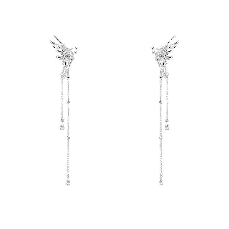 Ángel de alas de nicho de diseño de nicho de diseño de alto nivel fría mariposa sin agujeros de orejas de hueso de orejas de mujer