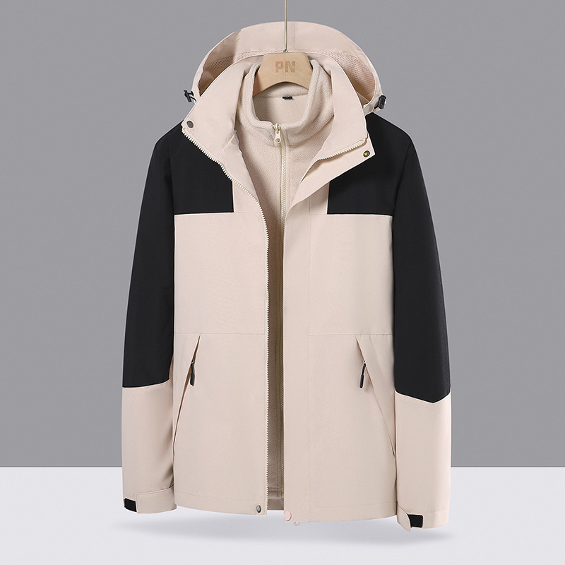 爆款登山服户外冲锋衣男女情侣款防风防水三合一外套夹克刺绣logo|undefined