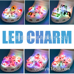 Cross New Hole Shoes Accessories LED Flashing Light Shoe Flower Shoe Buckle High Sense Luminous Shoe Flower Buckle Cartoon Decorative Accessories