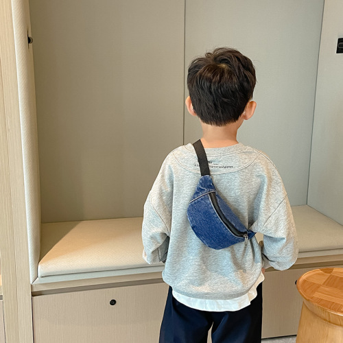 Children's Bags Simple Casual Girls Crossbody Bag  New Boys Denim Small Chest Bag Baby Waist Bag Trendy