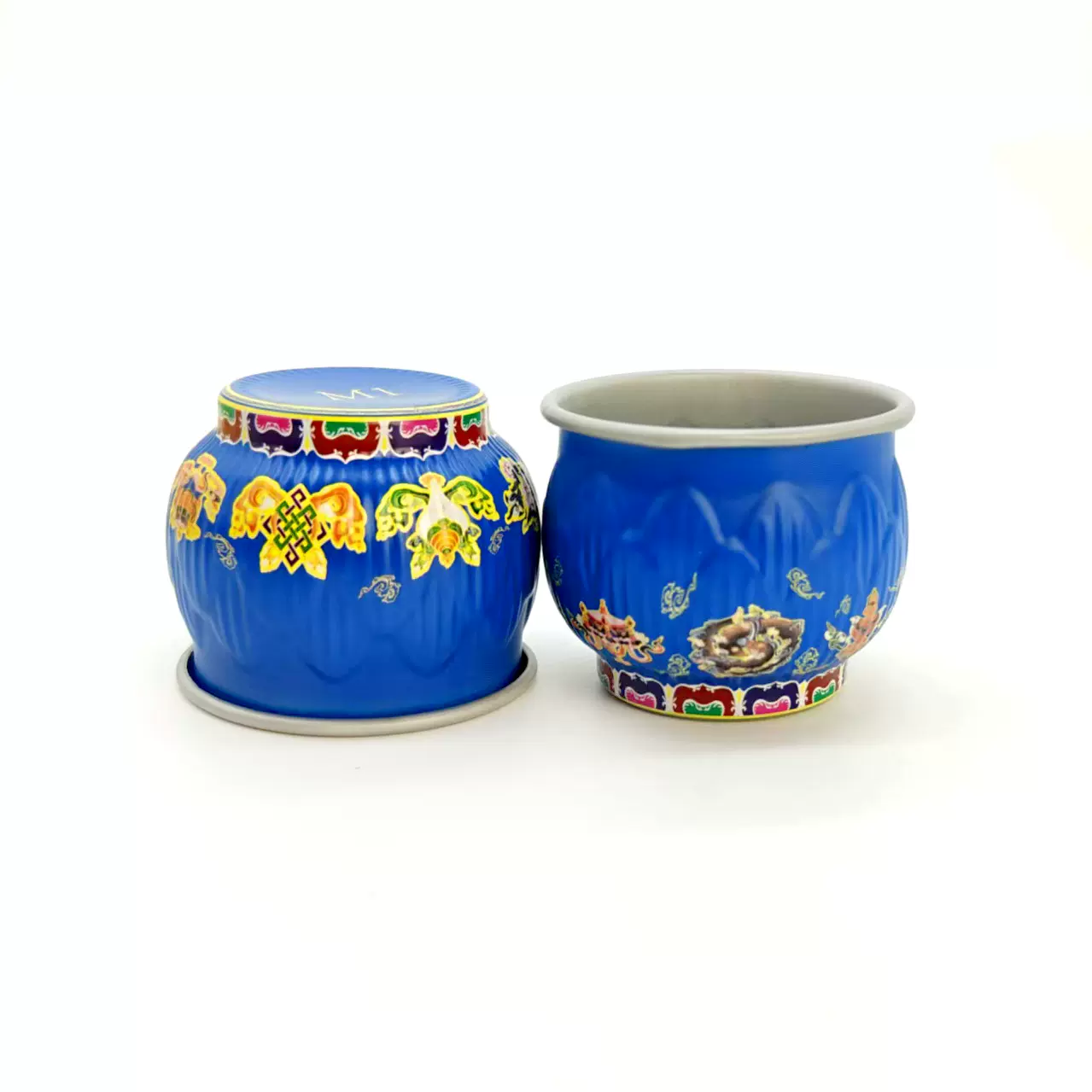 新款马口铁莲花杯防摔八宝吉祥酥油灯水供杯金属灯座家用无烟佛教