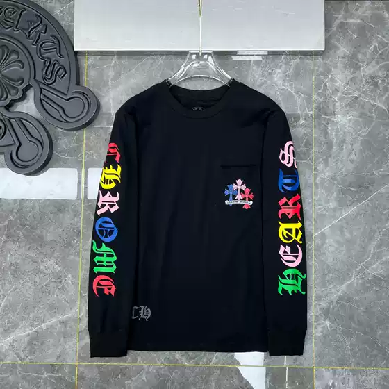 Chrome Hearts 23ss Classic Color Phantom Cross Letter Flower Arm Long Sleeve T-Shirt for Men