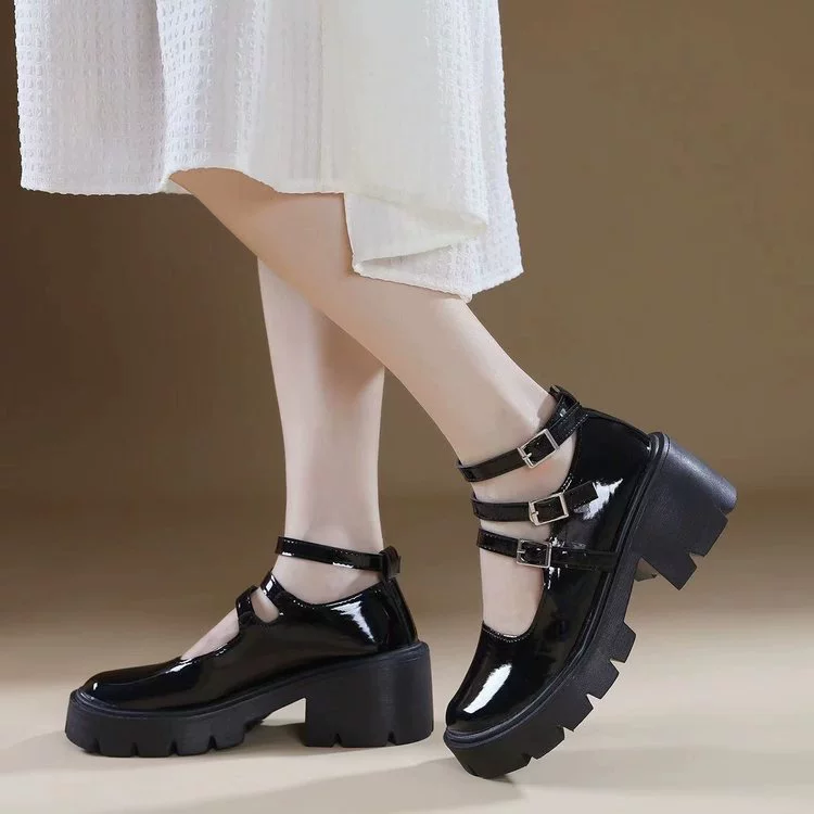 Кожаная обувь Mary Jane, женская новая женская обувь 2021 года, осенняя Однослойная обувь в британском стиле с мелким горлом, женская обувь с толстой подошвой и пряжкой, Женская партия