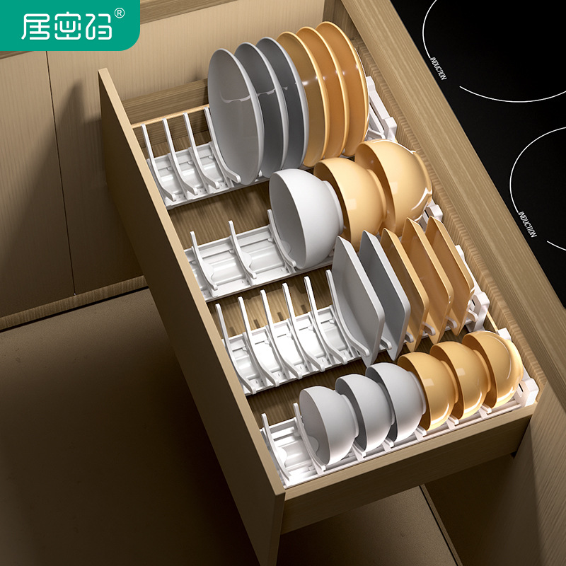 5ZV7 kitchen dish storage rack dish cabinet drawer built-in pull basket narrow drain plug in the drawer