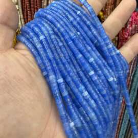 2*4mm直角海蓝色直切玛瑙天然石扁珠隔片散珠子半成品diy饰品配件