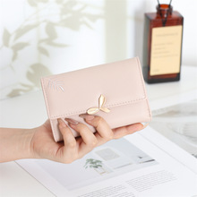 新款钱包女中款日韩小清新简约百搭三折大容量多卡位女折叠皮夹包
