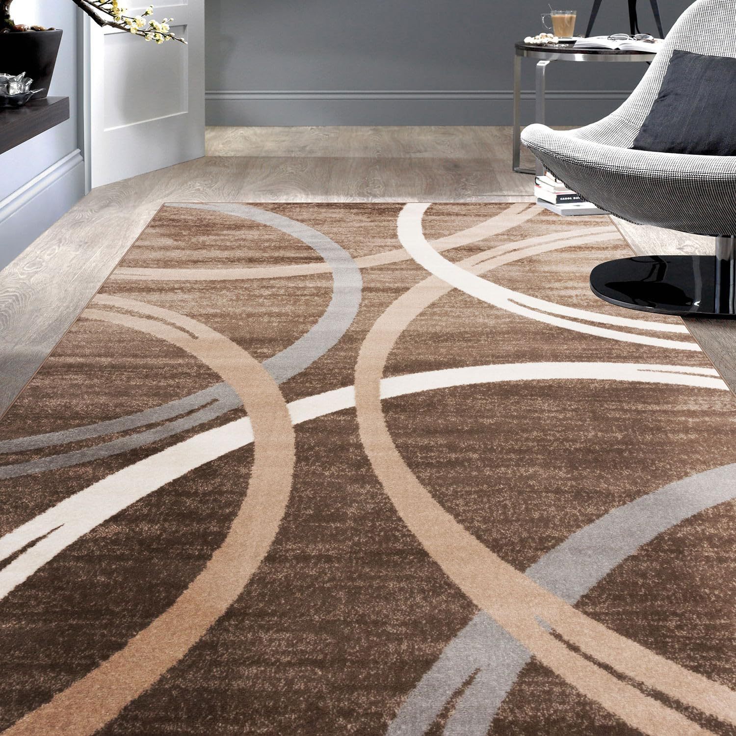 Amazon Modern Wave Circle Design Area imitación cachemira hogar sala de estar dormitorio alfombra grande mesa de centro sofá alfombra