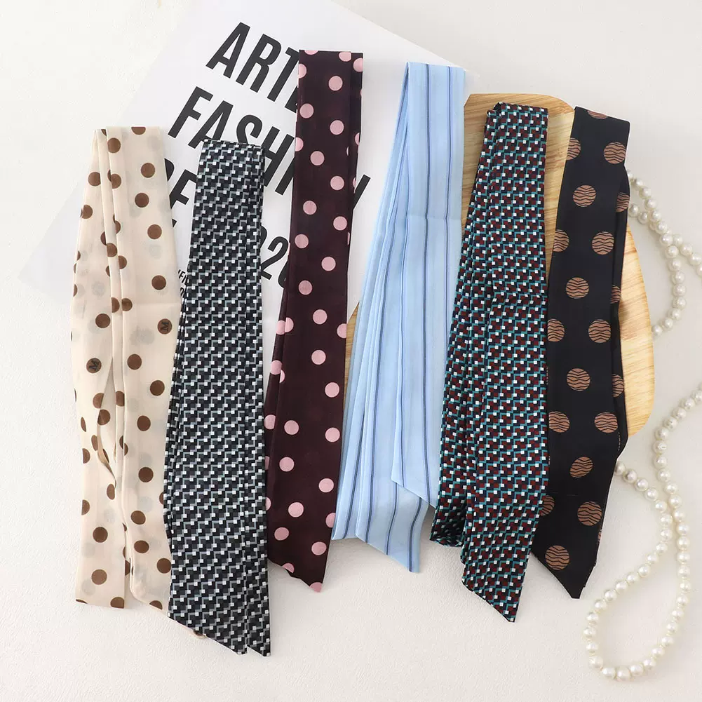 夏季波点长条丝巾女夏天高级感包包飘带小丝巾系脖领巾腰带配饰潮