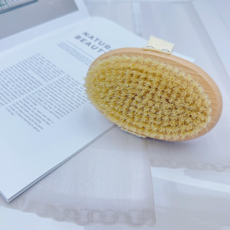 Fuente spot Cepillo de baño de madera maciza Cepillo de masaje de cerdas de cerdo Cepillo de espalda para frotar piel muerta y cabello suave Cepillo de baño de artefacto perezoso
