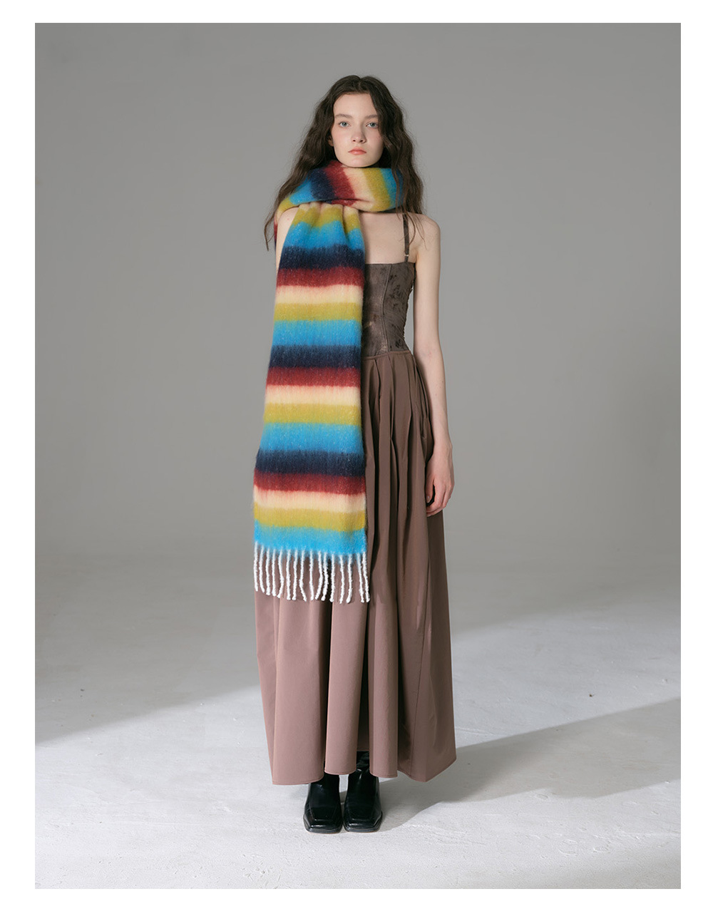 Sciarpa a righe dopamine donna imitazione cashmere morbido collo_voghion.com