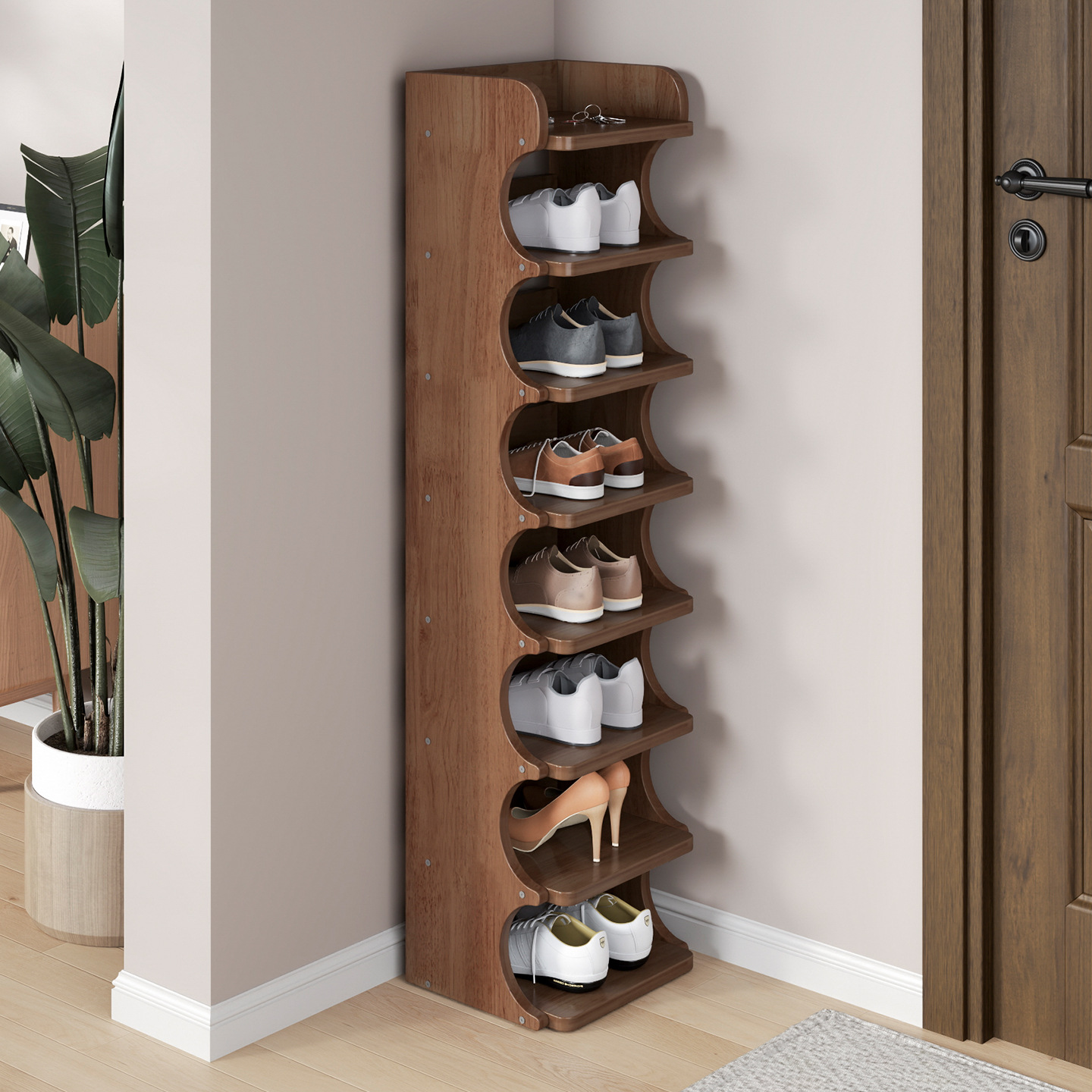 小户型鞋柜全实木鞋架家用小窄门口简易收纳架省空间多层木质鞋子