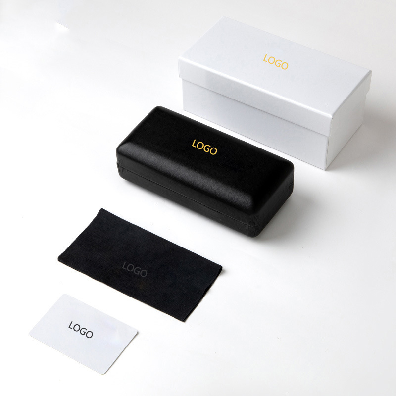 Baljia glasses case set, black, high-quality leather, anti-wear and anti-pressure, storage case for sunglasses and optical glasses
